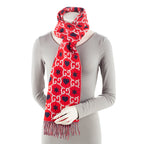 Gucci Wool Cotton GG Heart Stars Scarf