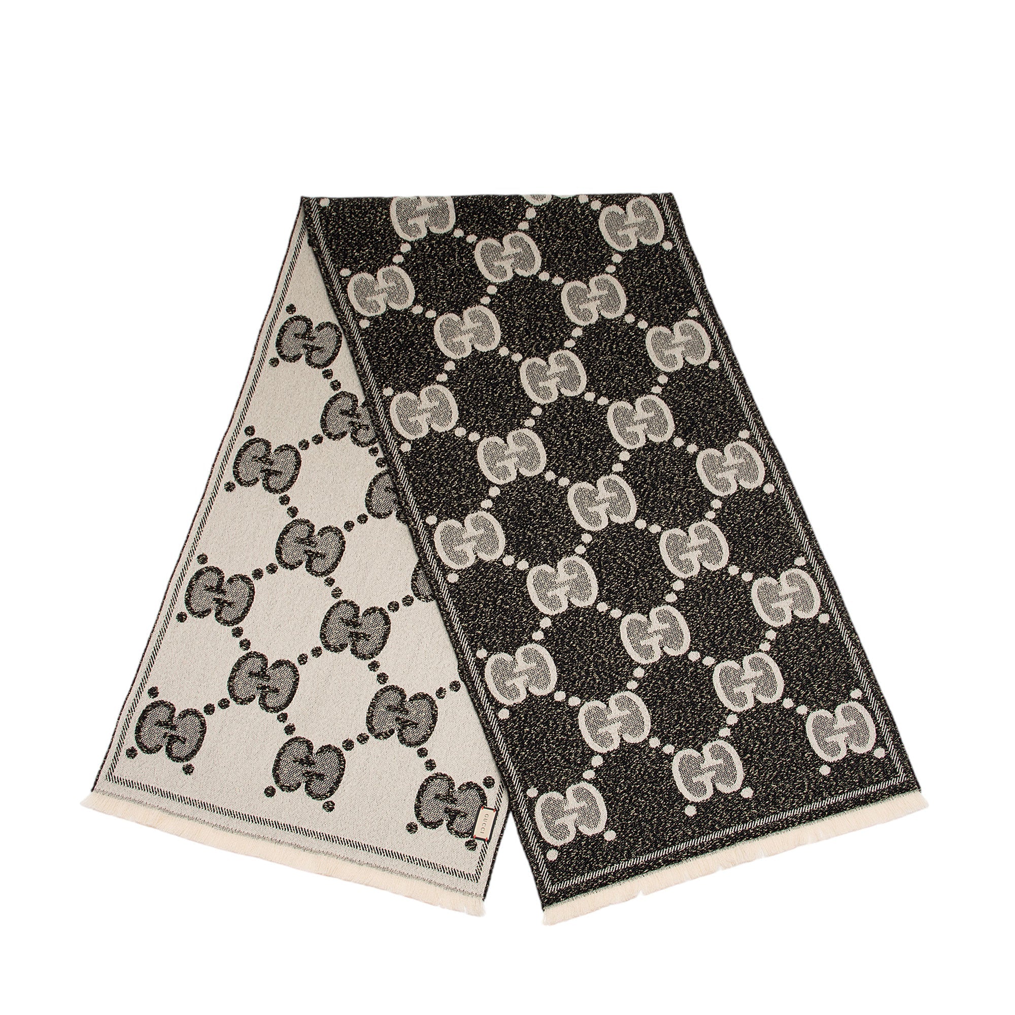 Gucci Wool Lame Jacquard GG Scarf (SHF-MEqXvd)