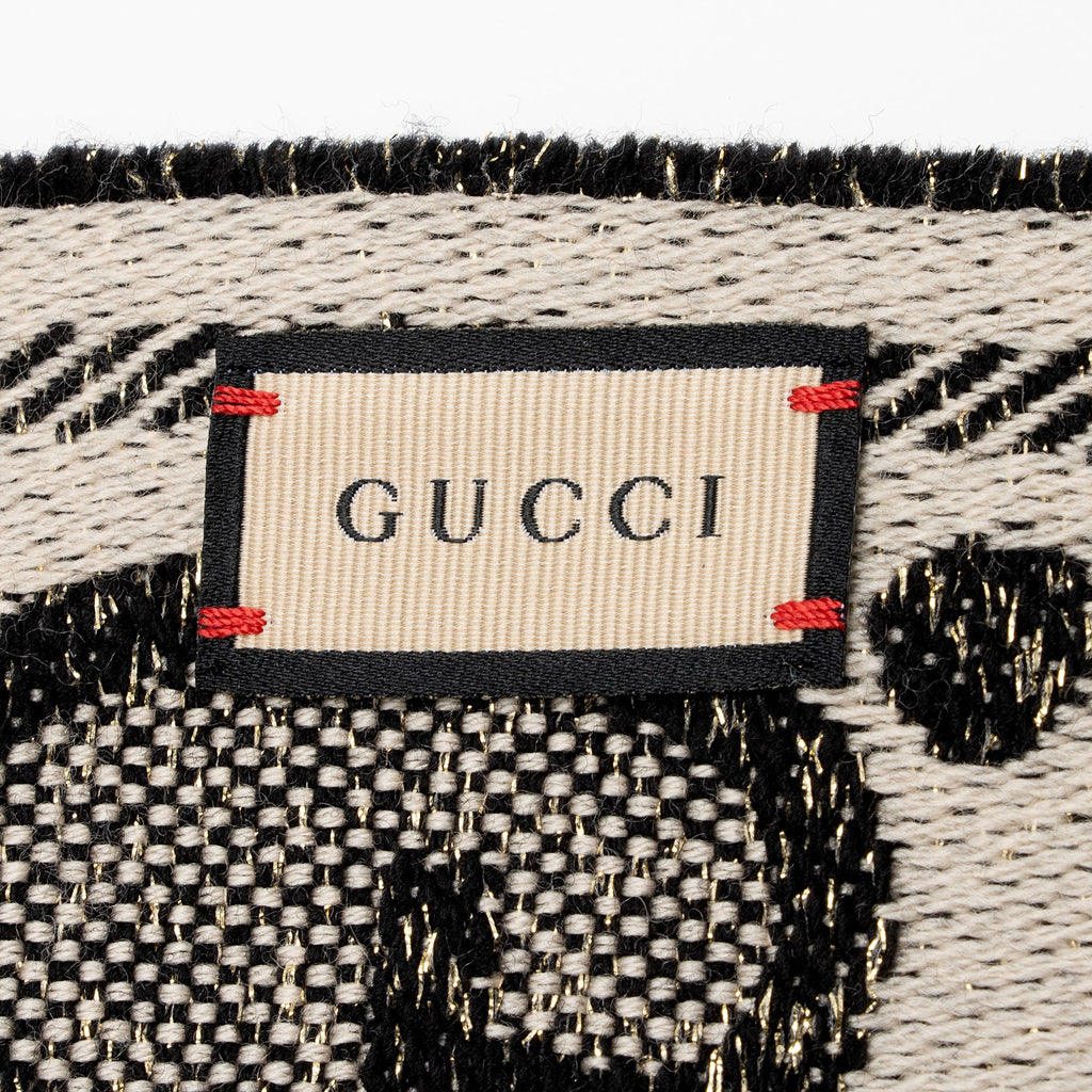 Gucci Wool Lame Jacquard GG Scarf (SHF-MEqXvd)