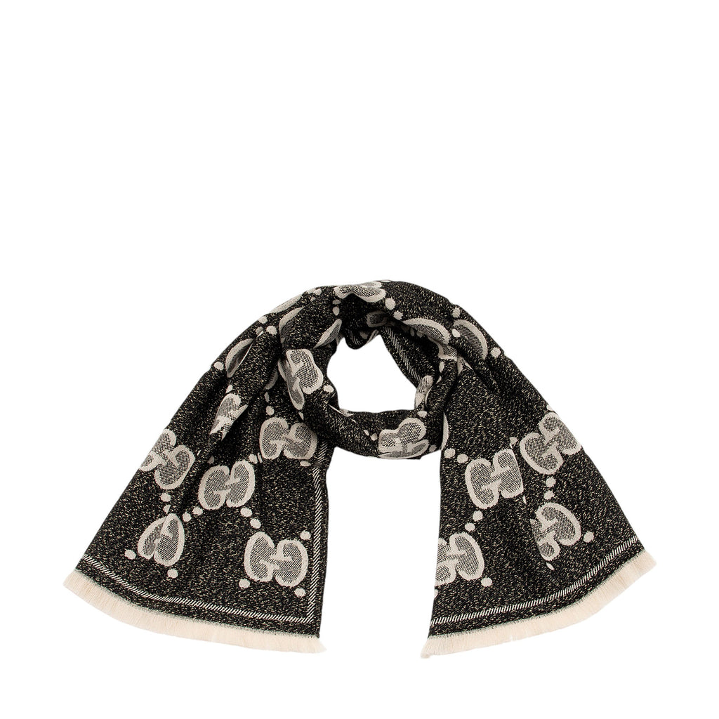Gucci Wool Lame Jacquard GG Scarf (SHF-MEqXvd)