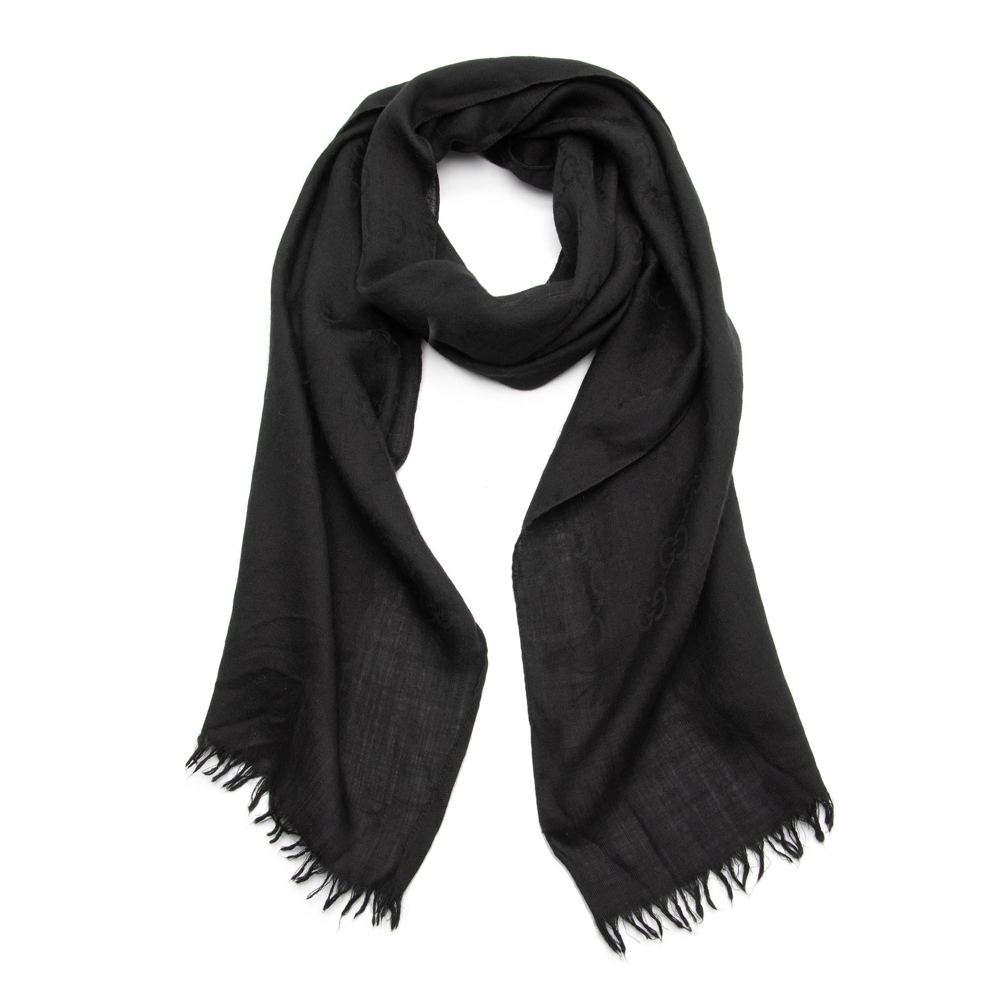 Gucci Wool Silk GG Scarf (SHF-23928)