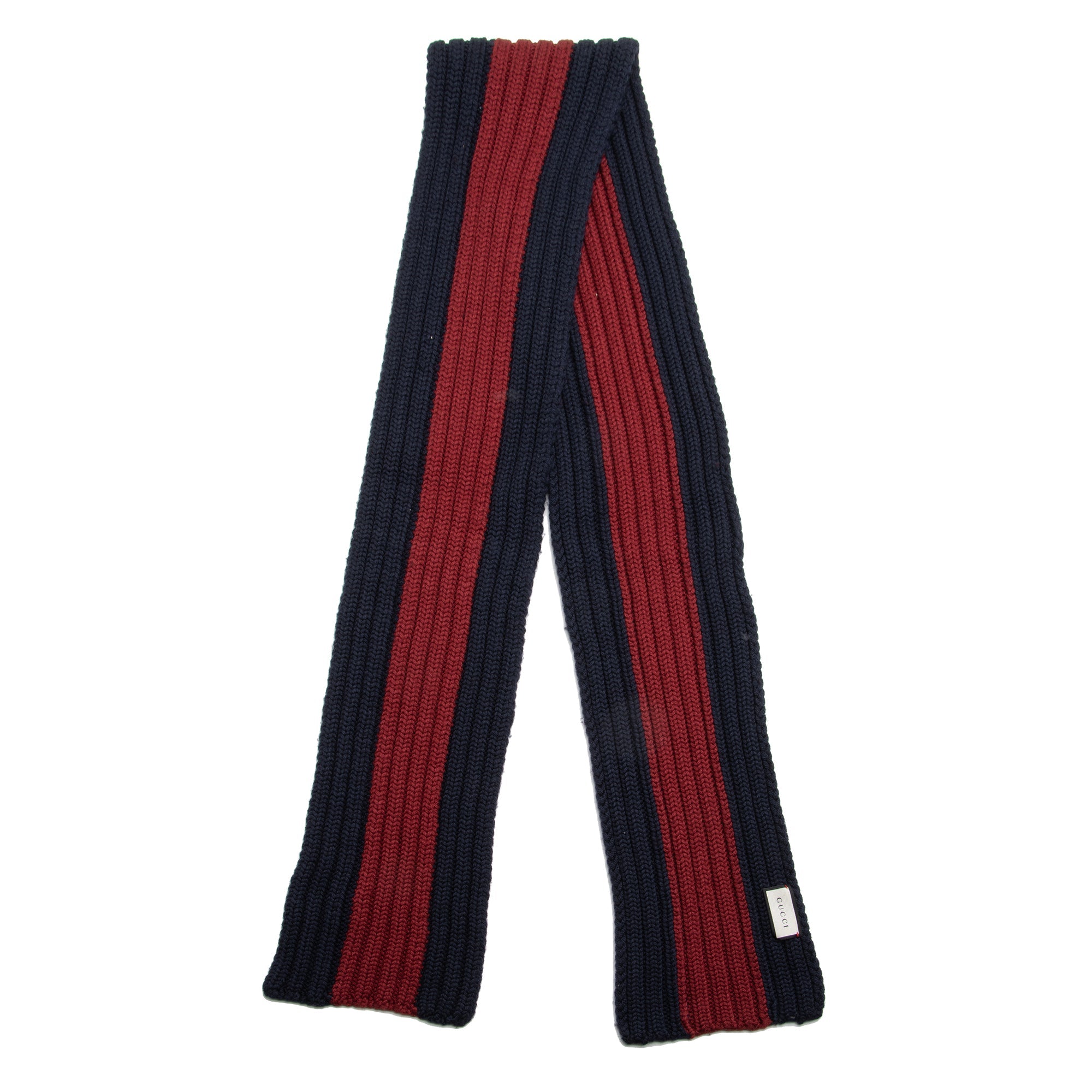 Gucci Wool Silk Stripe Knit Scarf (SHF-23389)