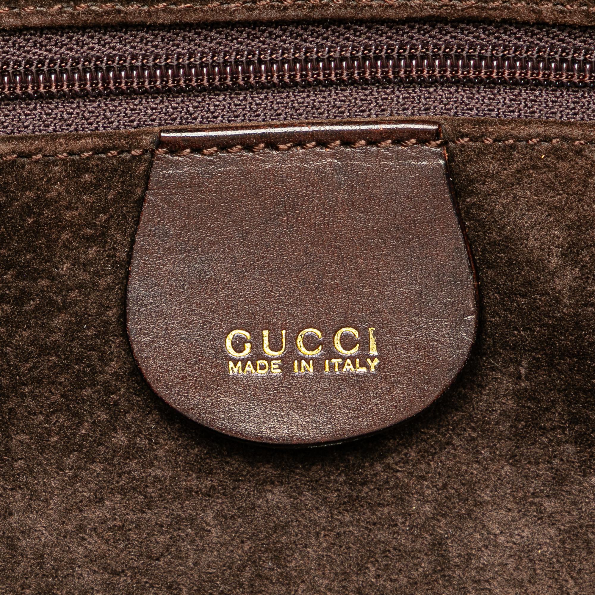 Gucci Woven Leather Bamboo Satchel