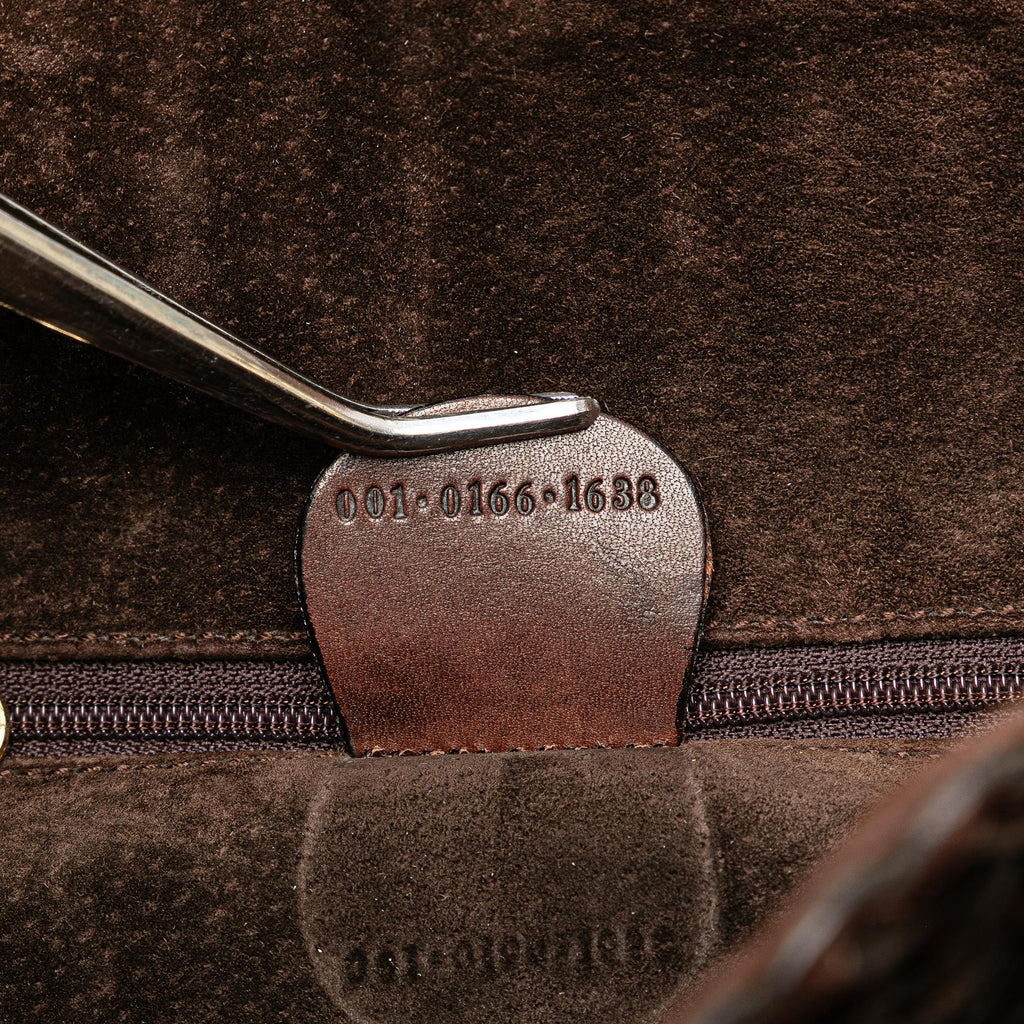 Gucci Woven Leather Bamboo Satchel