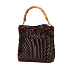Gucci Woven Leather Bamboo Satchel