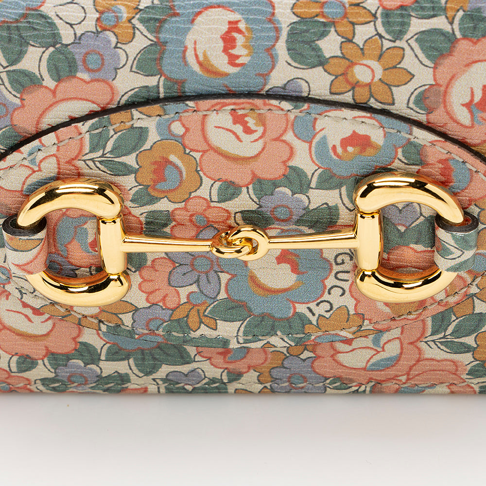 Gucci X Liberty of London Floral Calfskin Horsebit 1955 Abbey Card Case (SHF-21950)