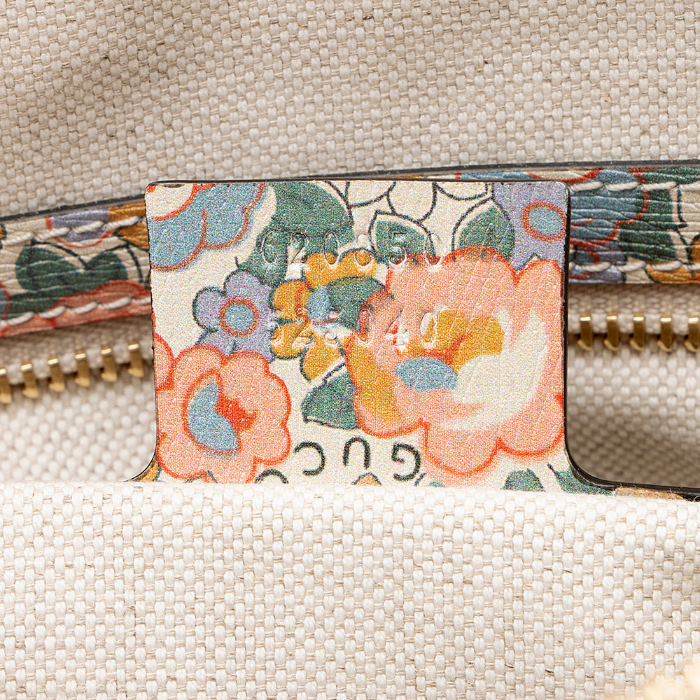 Gucci X Liberty of London Floral Calfskin Horsebit 1955 Top Handle Bag (SHF-21949)