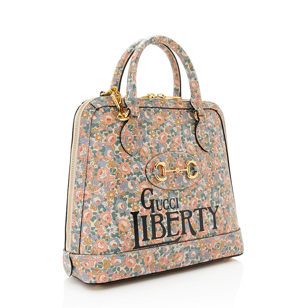 Gucci X Liberty of London Floral Calfskin Horsebit 1955 Top Handle Bag (SHF-21949)