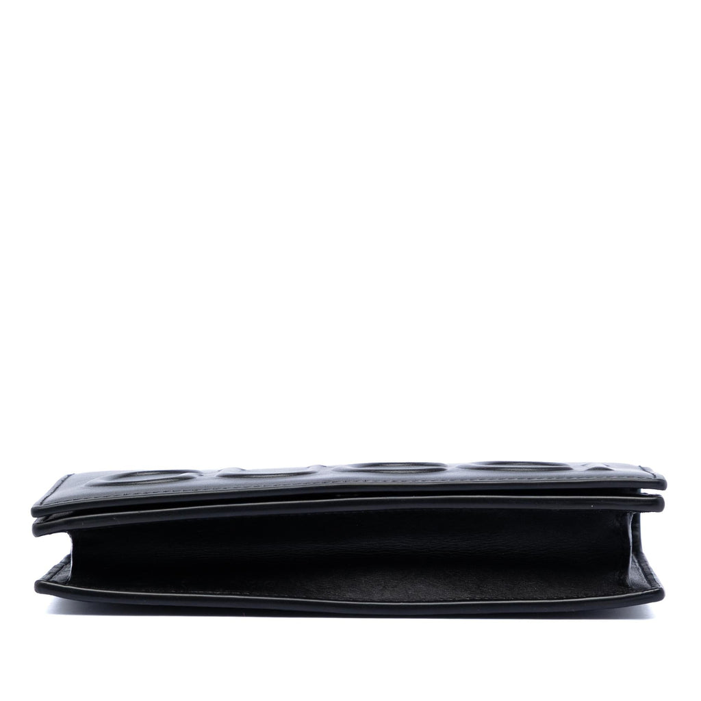 Gucci XL Leather Embossed Logo Wallet on Chain