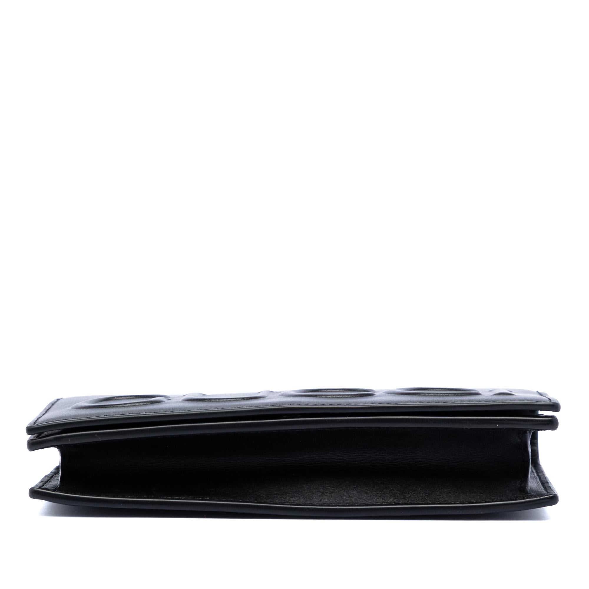Gucci XL Leather Embossed Logo Wallet on Chain