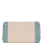 Hermes Birkin 35 Ciel Clemence and Ecru-Beige Toile H Palladium Hardware