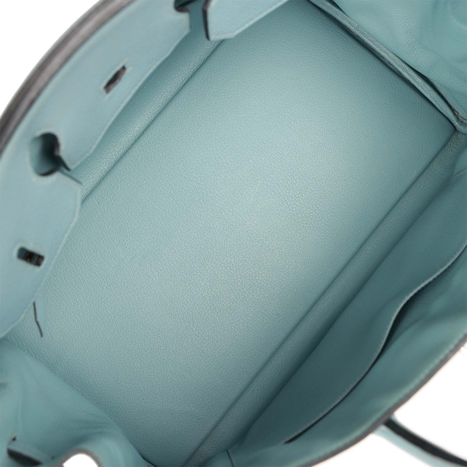 Hermes Birkin 35 Ciel Clemence and Ecru-Beige Toile H Palladium Hardware