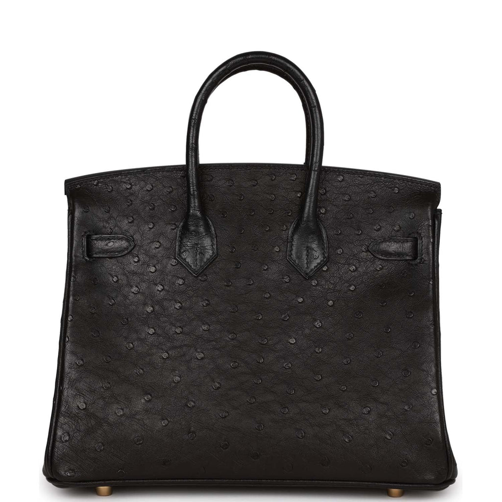 Hermes Birkin 25 Black Ostrich Gold Hardware