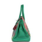 Custom "Paradise" Swarovski Crystal Hermes Birkin 30 Vert Vertigo Togo Palladium Hardware