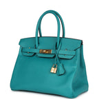 Hermes Special Order (HSS) Birkin 30 Bleu Paon Epsom Gold Hardware
