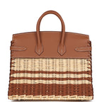 Hermes Picnic Birkin 25 Gold Swift and Stripe Wicker Palladium Hardware