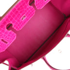 Hermes Birkin 35 Rose Scheherazade Shiny Porosus Crocodile Palladium Hardware
