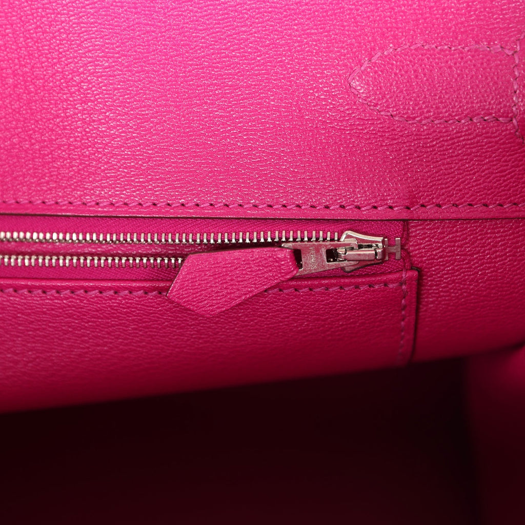 Hermes Birkin 35 Rose Scheherazade Shiny Porosus Crocodile Palladium Hardware