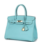 Hermes Birkin 30 Bleu Atoll Epsom Gold Hardware