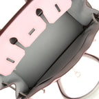 Hermes Special Order (HSS) Birkin 25 Rose Sakura and Gris Perle Chevre Mysore Brushed Palladium Hardware