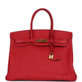 Hermes Birkin 35 Rouge Casaque Epsom Gold Hardware