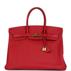 Hermes Birkin 35 Rouge Casaque Epsom Gold Hardware