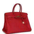 Hermes Birkin 35 Rouge Casaque Epsom Gold Hardware