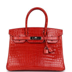 Hermes Birkin 30 Geranium Shiny Niloticus Crocodile Palladium Hardware