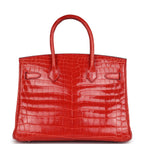 Hermes Birkin 30 Geranium Shiny Niloticus Crocodile Palladium Hardware