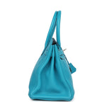 Hermes Birkin 30 Turquoise Clemence Palladium Hardware