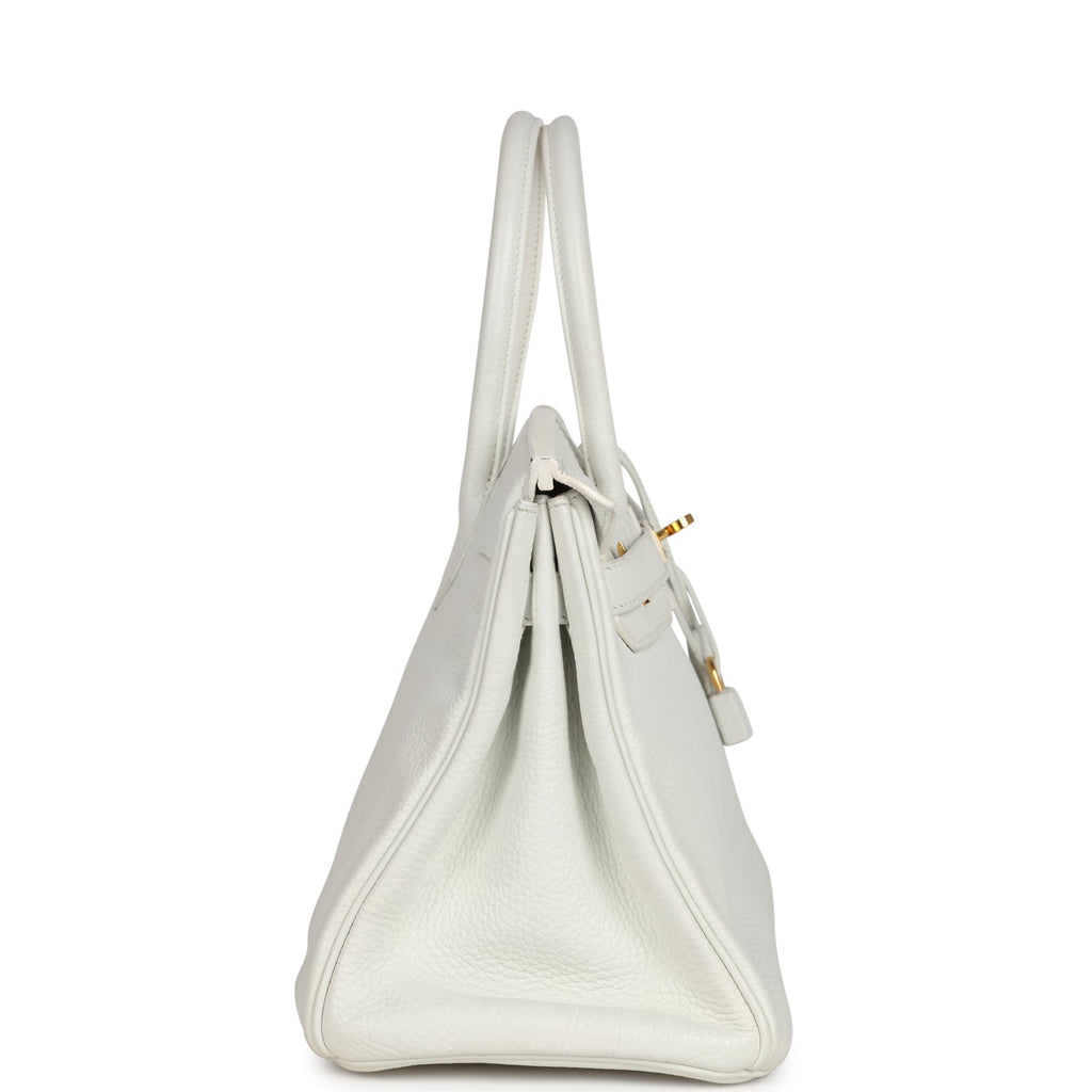 Hermes Birkin 30 White Clemence Gold Hardware