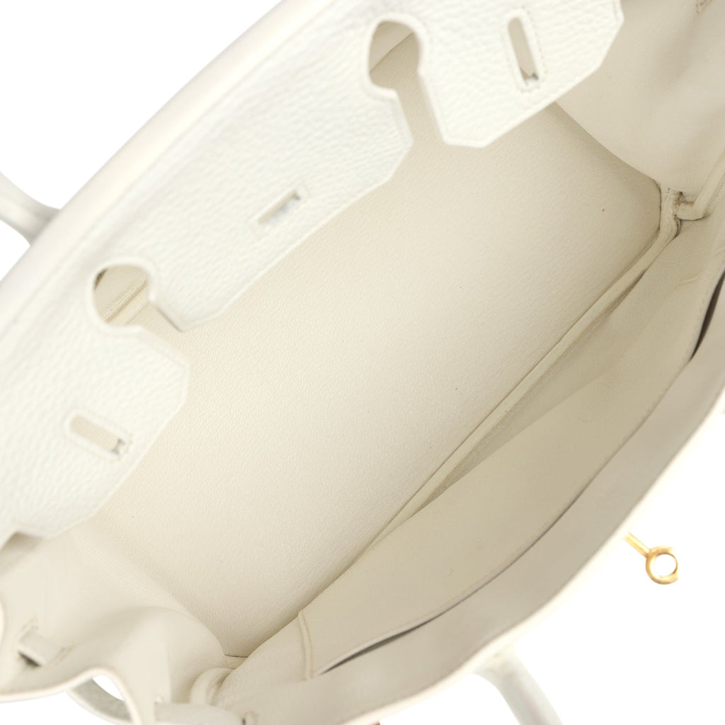 Hermes Birkin 30 White Clemence Gold Hardware