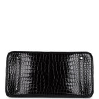 Hermes Birkin 35 Black Shiny Porosus Crocodile 18K White Gold Diamond Hardware