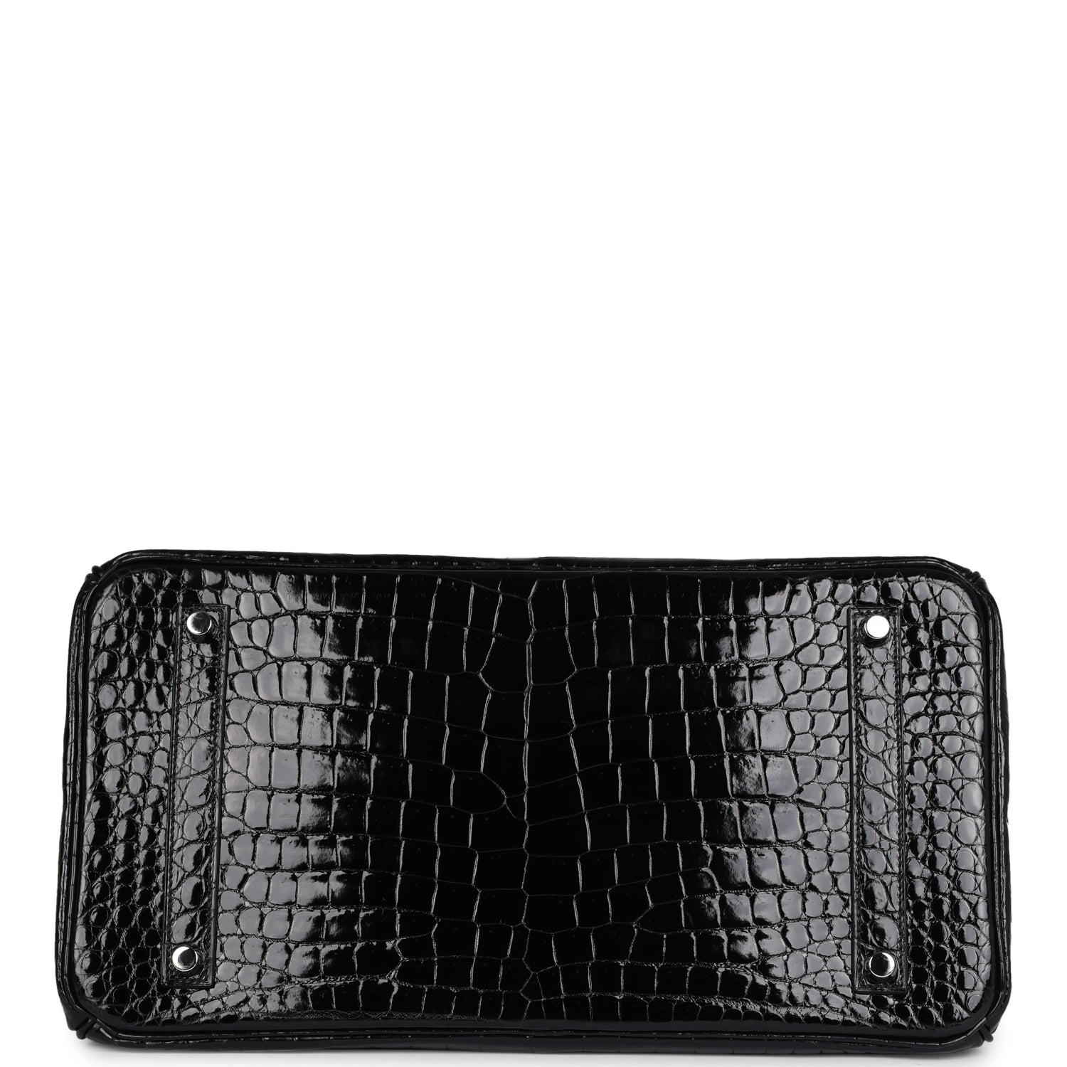 Hermes Birkin 35 Black Shiny Porosus Crocodile 18K White Gold Diamond Hardware