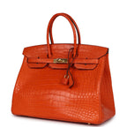 Hermes Birkin 35 Feu Matte Alligator Gold Hardware