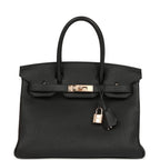 Hermes Birkin 30 Black Togo Rose Gold Hardware