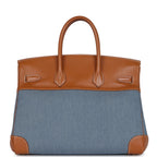 Vintage Hermes Birkin 35 Blue Denim and Gold Gulliver Gold Hardware