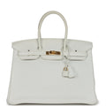 Hermes Birkin 35 White Clemence Gold Hardware