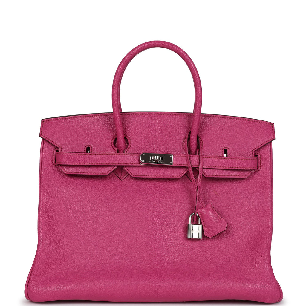 Hermes Birkin 35 Rose Shocking Chevre Mysore Palladium Hardware