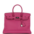 Hermes Birkin 35 Rose Shocking Chevre Mysore Palladium Hardware