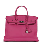 Hermes Birkin 35 Rose Shocking Chevre Mysore Palladium Hardware