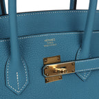 Hermes Birkin 35 Blue Jean Togo Gold Hardware