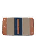 Hermes Birkin HAC 50 Flag Ficelle Toile H, Fauve Barenia and Bleu Toile H Canvas Gold Hardware