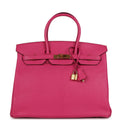 Hermes Birkin 35 Rose Shocking Chevre Mysore Gold Hardware