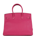 Hermes Birkin 35 Rose Shocking Chevre Mysore Gold Hardware