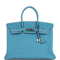 Hermes Birkin 35 Blue Jean Togo Palladium Hardware