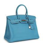 Hermes Birkin 35 Blue Jean Togo Palladium Hardware