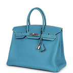 Hermes Birkin 35 Blue Jean Togo Palladium Hardware