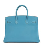 Hermes Birkin 35 Blue Jean Togo Palladium Hardware