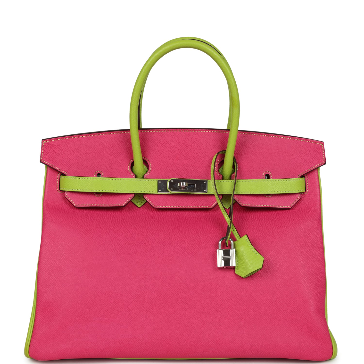 Hermes Special Order (HSS) Birkin 35 Rose Tyrien and Kiwi Epsom Palladium Hardware